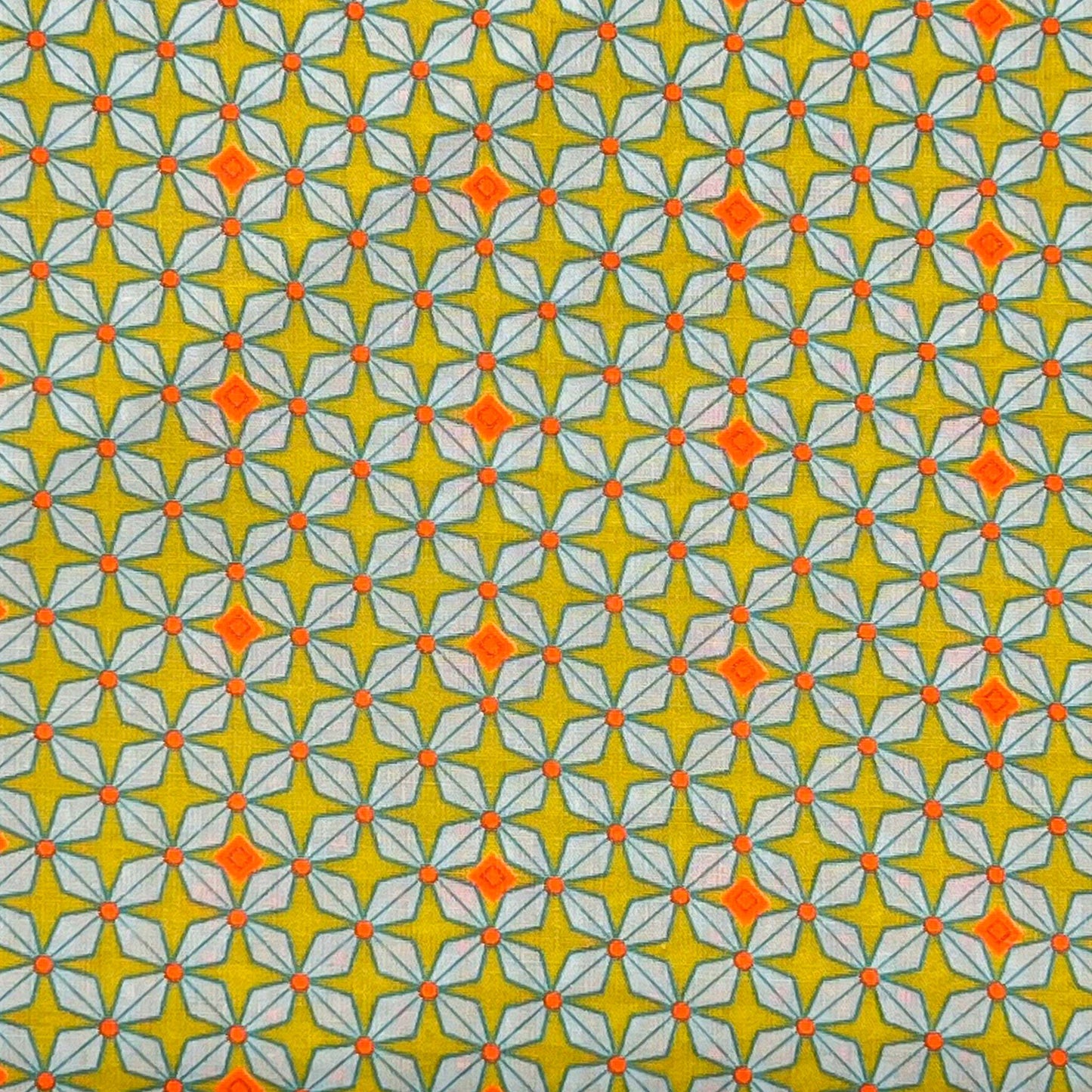 Tessuto fantasia geometrica su fondo giallo