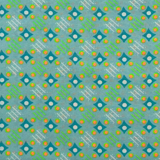 Tessuto fantasia geometrica su fondo verde chiaro