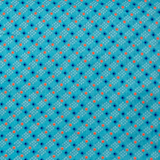 Tessuto fantasia geometrica su fondo azzurro