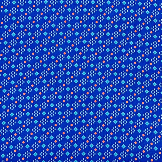 Tessuto fantasia geometrica su fondo bluette