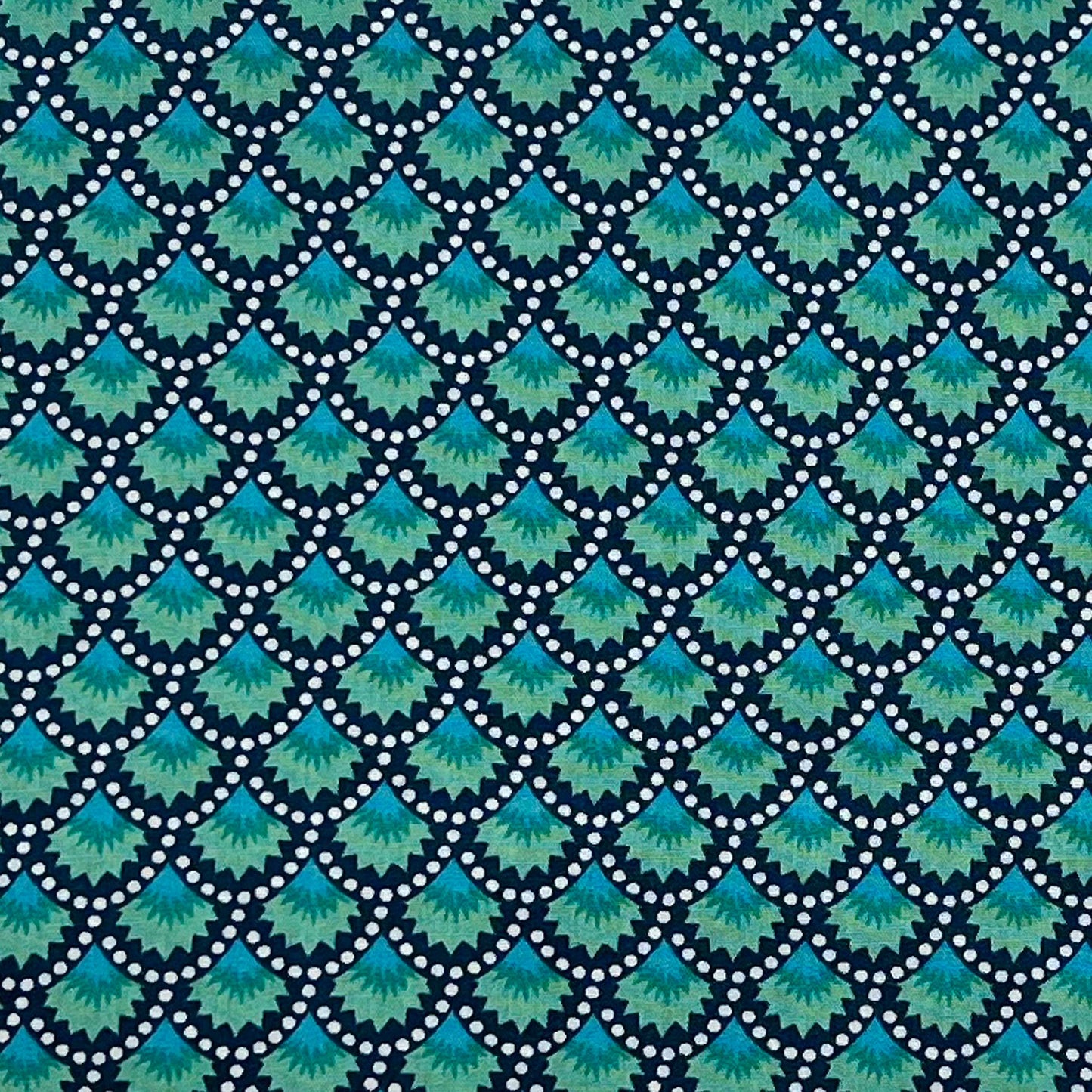 Tessuto fantasia geometrica color petrolio