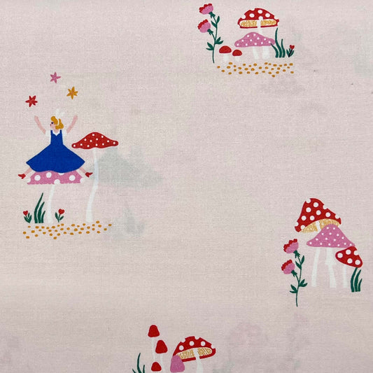 Tessuto a fantasia con Alice su sfondo chiaro