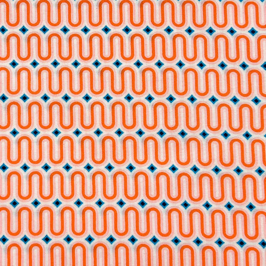 Tessuto fantasia geometrica arancione