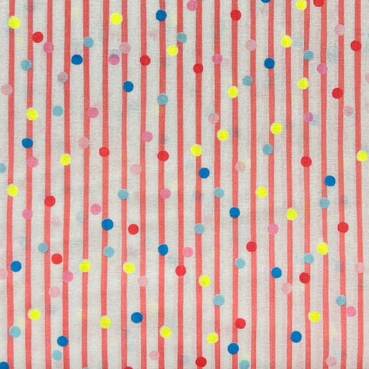 Tessuto a righe rosa e pois fantasia