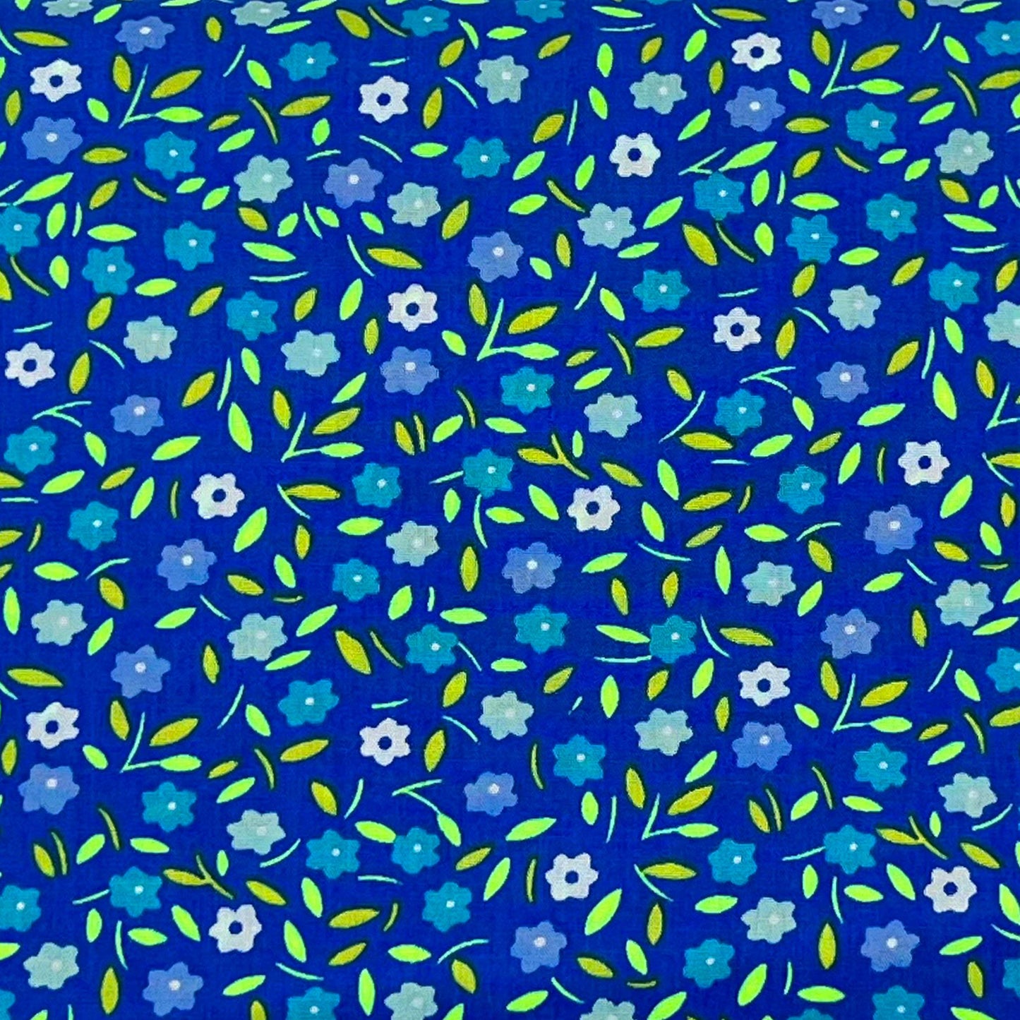 Tessuto con fiorellini su base blu