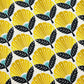 Tessuto a fantasia geometrica con fiori gialli